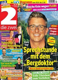Titelbild der Ausgabe 39/2026 von die zwei. Diese Zeitschrift und viele weitere Programmzeitschriften als Abo oder epaper bei United Kiosk online kaufen.