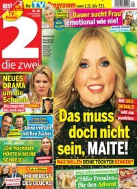 Titelbild der Ausgabe 44/2025 von die zwei. Diese Zeitschrift und viele weitere Programmzeitschriften als Abo oder epaper bei United Kiosk online kaufen.
