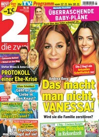Titelbild der Ausgabe 45/2022 von die zwei. Diese Zeitschrift und viele weitere Programmzeitschriften als Abo oder epaper bei United Kiosk online kaufen.
