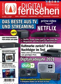 Titelbild der Ausgabe 2/2021 von Digital Fernsehen. Diese Zeitschrift und viele weitere Audiomagazine, Filmmagazine und Fotozeitschriften als Abo oder epaper bei United Kiosk online kaufen.