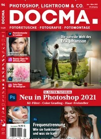 Titelbild der Ausgabe 1/2021 von DOCMA. Diese Zeitschrift und viele weitere Audiomagazine, Filmmagazine und Fotozeitschriften als Abo oder epaper bei United Kiosk online kaufen.