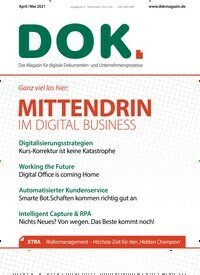 Titelbild der Ausgabe 2/2021 von DOK.magazin. Diese Zeitschrift und viele weitere Businessmagazine als Abo oder epaper bei United Kiosk online kaufen.
