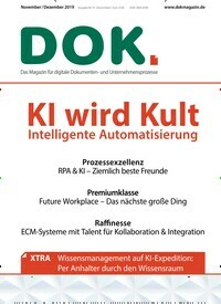 Titelbild der Ausgabe 5/2019 von DOK.magazin. Diese Zeitschrift und viele weitere Businessmagazine als Abo oder epaper bei United Kiosk online kaufen.