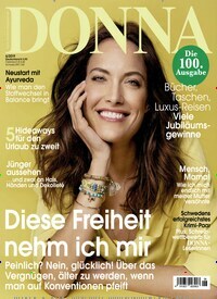 Titelbild der Ausgabe 6/2019 von Donna. Diese Zeitschrift und viele weitere Frauenzeitschriften als Abo oder epaper bei United Kiosk online kaufen.