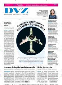 Titelbild der Ausgabe 1/2022 von DVZ - Deutsche Verkehrs-Zeitung. Diese Zeitschrift und viele weitere Logistikmagazine und Medienmagazine als Abo oder epaper bei United Kiosk online kaufen.