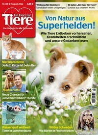Titelbild der Ausgabe 8/2022 von Ein Herz für Tiere. Diese Zeitschrift und viele weitere Elternzeitschriften und Tierzeitschriften als Abo oder epaper bei United Kiosk online kaufen.