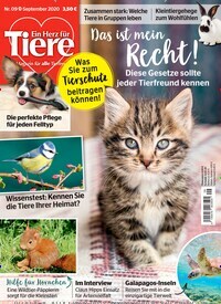 Titelbild der Ausgabe 9/2020 von Ein Herz für Tiere. Diese Zeitschrift und viele weitere Elternzeitschriften und Tierzeitschriften als Abo oder epaper bei United Kiosk online kaufen.