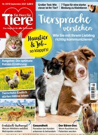 Titelbild der Ausgabe 9/2021 von Ein Herz für Tiere. Diese Zeitschrift und viele weitere Elternzeitschriften und Tierzeitschriften als Abo oder epaper bei United Kiosk online kaufen.