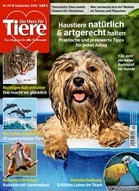 Titelbild der Ausgabe 9/2022 von Ein Herz für Tiere. Diese Zeitschrift und viele weitere Elternzeitschriften und Tierzeitschriften als Abo oder epaper bei United Kiosk online kaufen.