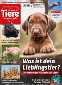 Titelbild der Ausgabe 9/2025 von Ein Herz für Tiere. Diese Zeitschrift und viele weitere Elternzeitschriften und Tierzeitschriften als Abo oder epaper bei United Kiosk online kaufen.