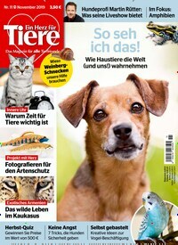 Titelbild der Ausgabe 11/2019 von Ein Herz für Tiere. Diese Zeitschrift und viele weitere Elternzeitschriften und Tierzeitschriften als Abo oder epaper bei United Kiosk online kaufen.