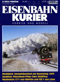 Titelbild der Ausgabe 2/2023 von Eisenbahn-Kurier. Diese Zeitschrift und viele weitere Reisemagazine, Freizeitmagazine und Wissensmagazine als Abo oder epaper bei United Kiosk online kaufen.
