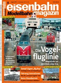 Titelbild der Ausgabe 8/2019 von eisenbahn magazin. Diese Zeitschrift und viele weitere Reisemagazine, Freizeitmagazine und Wissensmagazine als Abo oder epaper bei United Kiosk online kaufen.