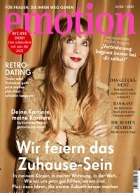 Titelbild der Ausgabe 1/2021 von emotion. Diese Zeitschrift und viele weitere Frauenzeitschriften als Abo oder epaper bei United Kiosk online kaufen.