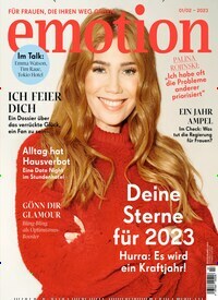 Titelbild der Ausgabe 2/2023 von emotion. Diese Zeitschrift und viele weitere Frauenzeitschriften als Abo oder epaper bei United Kiosk online kaufen.