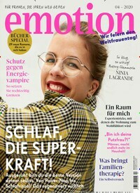 Titelbild der Ausgabe 4/2020 von emotion. Diese Zeitschrift und viele weitere Frauenzeitschriften als Abo oder epaper bei United Kiosk online kaufen.