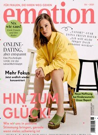 Titelbild der Ausgabe 6/2022 von emotion. Diese Zeitschrift und viele weitere Frauenzeitschriften als Abo oder epaper bei United Kiosk online kaufen.