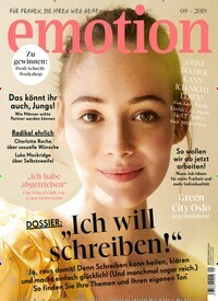 Titelbild der Ausgabe 9/2019 von emotion. Diese Zeitschrift und viele weitere Frauenzeitschriften als Abo oder epaper bei United Kiosk online kaufen.