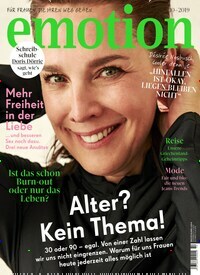 Titelbild der Ausgabe 10/2019 von emotion. Diese Zeitschrift und viele weitere Frauenzeitschriften als Abo oder epaper bei United Kiosk online kaufen.