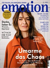 Titelbild der Ausgabe 11/2022 von emotion. Diese Zeitschrift und viele weitere Frauenzeitschriften als Abo oder epaper bei United Kiosk online kaufen.