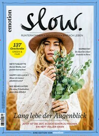 Titelbild der Ausgabe 4/2019 von Emotion Slow. Diese Zeitschrift und viele weitere Frauenzeitschriften als Abo oder epaper bei United Kiosk online kaufen.