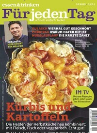 Titelbild der Ausgabe 10/2019 von essen & trinken Für jeden Tag. Diese Zeitschrift und viele weitere Kochzeitschriften und Backzeitschriften als Abo oder epaper bei United Kiosk online kaufen.