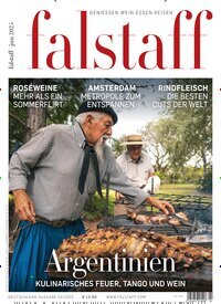 Titelbild der Ausgabe 4/2025 von falstaff Magazin Deutschland. Diese Zeitschrift und viele weitere Kochzeitschriften und Backzeitschriften als Abo oder epaper bei United Kiosk online kaufen.
