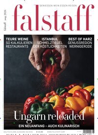 Titelbild der Ausgabe 6/2026 von falstaff Magazin Deutschland. Diese Zeitschrift und viele weitere Kochzeitschriften und Backzeitschriften als Abo oder epaper bei United Kiosk online kaufen.