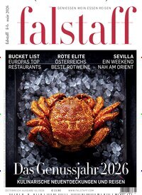 Titelbild der Ausgabe 1/2026 von falstaff Magazin Österreich. Diese Zeitschrift und viele weitere Kochzeitschriften und Backzeitschriften als Abo oder epaper bei United Kiosk online kaufen.