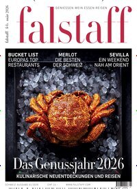 Titelbild der Ausgabe 1/2026 von falstaff Magazin Schweiz. Diese Zeitschrift und viele weitere Kochzeitschriften und Backzeitschriften als Abo oder epaper bei United Kiosk online kaufen.
