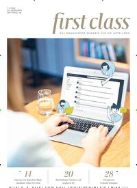 Titelbild der Ausgabe 2/2022 von first class. Diese Zeitschrift und viele weitere Gastronomiezeitschriften, Fashionmagazine, Beautymagazine als Abo oder epaper bei United Kiosk online kaufen.