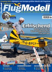 Titelbild der Ausgabe 8/2026 von FlugModell. Diese Zeitschrift und viele weitere Reisemagazine, Freizeitmagazine und Wissensmagazine als Abo oder epaper bei United Kiosk online kaufen.