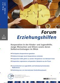 Titelbild der Ausgabe 2/2026 von Forum Erziehungshilfen. Diese Zeitschrift und viele weitere Zeitschriften für Pädagogik als Abo oder epaper bei United Kiosk online kaufen.