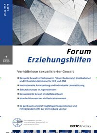 Titelbild der Ausgabe 4/2023 von Forum Erziehungshilfen. Diese Zeitschrift und viele weitere Zeitschriften für Pädagogik als Abo oder epaper bei United Kiosk online kaufen.