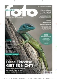Titelbild der Ausgabe 11/2025 von fotoMAGAZIN. Diese Zeitschrift und viele weitere Audiomagazine, Filmmagazine und Fotozeitschriften als Abo oder epaper bei United Kiosk online kaufen.