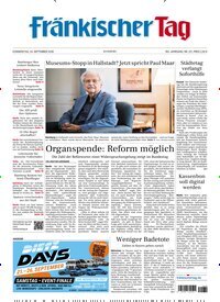 Titelbild der Ausgabe 221/2026 von Fränkischer Tag Bamberg. Diese Zeitschrift und viele weitere Zeitungsabos als Abo oder epaper bei United Kiosk online kaufen.
