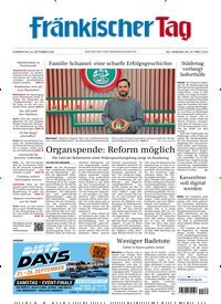 Titelbild der Ausgabe 221/2026 von Fränkischer Tag Höchstadt und Herzogenaurach. Diese Zeitschrift und viele weitere Zeitungsabos als Abo oder epaper bei United Kiosk online kaufen.