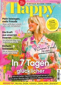 Titelbild der Ausgabe 2/2025 von Frau im Leben Happy. Diese Zeitschrift und viele weitere Frauenzeitschriften als Abo oder epaper bei United Kiosk online kaufen.