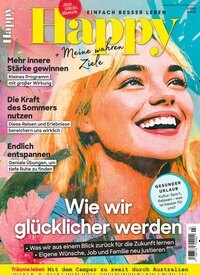 Titelbild der Ausgabe 3/2025 von Frau im Leben Happy. Diese Zeitschrift und viele weitere Frauenzeitschriften als Abo oder epaper bei United Kiosk online kaufen.