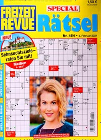 Titelbild der Ausgabe 454/2021 von Freizeit Revue - Special Rätsel. Diese Zeitschrift und viele weitere Groschenromane und Rätselhefte als Abo oder epaper bei United Kiosk online kaufen.