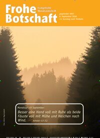 Titelbild der Ausgabe 9/2026 von Frohe Botschaft. Diese Zeitschrift und viele weitere Kunstmagazine und Kulturmagazine als Abo oder epaper bei United Kiosk online kaufen.