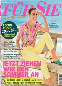 Titelbild der Ausgabe 14/2019 von Für Sie. Diese Zeitschrift und viele weitere Frauenzeitschriften als Abo oder epaper bei United Kiosk online kaufen.