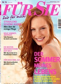 Titelbild der Ausgabe 16/2019 von Für Sie. Diese Zeitschrift und viele weitere Frauenzeitschriften als Abo oder epaper bei United Kiosk online kaufen.