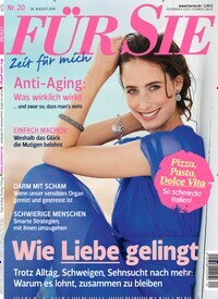 Titelbild der Ausgabe 20/2019 von Für Sie. Diese Zeitschrift und viele weitere Frauenzeitschriften als Abo oder epaper bei United Kiosk online kaufen.