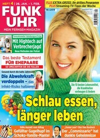 Titelbild der Ausgabe 4/2019 von Funk Uhr. Diese Zeitschrift und viele weitere Programmzeitschriften als Abo oder epaper bei United Kiosk online kaufen.