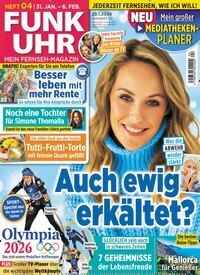 Titelbild der Ausgabe 4/2026 von Funk Uhr. Diese Zeitschrift und viele weitere Programmzeitschriften als Abo oder epaper bei United Kiosk online kaufen.