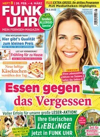 Titelbild der Ausgabe 8/2022 von Funk Uhr. Diese Zeitschrift und viele weitere Programmzeitschriften als Abo oder epaper bei United Kiosk online kaufen.