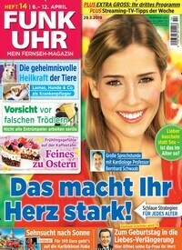 Titelbild der Ausgabe 14/2019 von Funk Uhr. Diese Zeitschrift und viele weitere Programmzeitschriften als Abo oder epaper bei United Kiosk online kaufen.