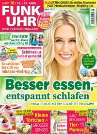 Titelbild der Ausgabe 16/2022 von Funk Uhr. Diese Zeitschrift und viele weitere Programmzeitschriften als Abo oder epaper bei United Kiosk online kaufen.