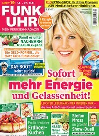 Titelbild der Ausgabe 19/2022 von Funk Uhr. Diese Zeitschrift und viele weitere Programmzeitschriften als Abo oder epaper bei United Kiosk online kaufen.